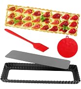 Quyimy Tart Pan, 14 Inch Rectangle Tart Quiche Pan with Removable Bottom Nonstick Pie Pan with Oi...