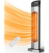 Uthfy Outdoor Electric Patio Heater, 1500W Infrared Heater with Remote, 12 H Timer, IP54 Waterpro...