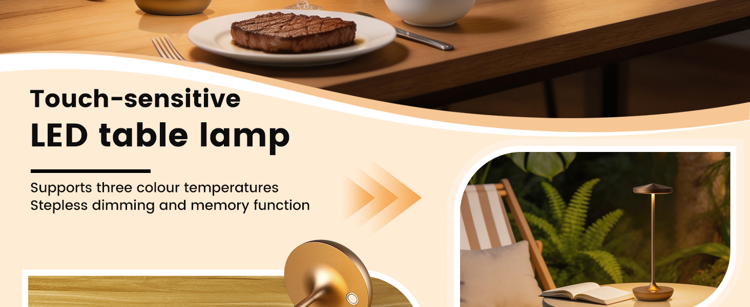 YIBEN LED Rechargeable portable Cordless Table Lamp