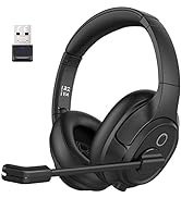 EKSA Bluetooth Headsets with Microphone &amp; USB Dongle, 30 Hours Talk Time &amp; 33ft Range, AI Environ...