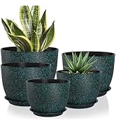 YNNICO Plant Pots 10/9/8/7.5/7 inch Set of 5,Flower Pots with Multi Mesh Drainage Holes, Large Pl...