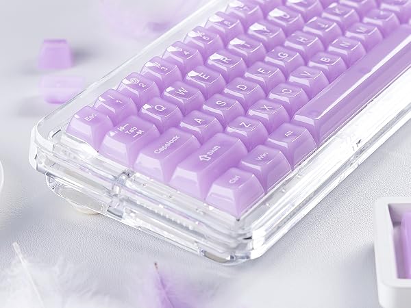 Womier Clear Jelly Keycaps, Ceramic Keycaps Style Cute Transparent Purple Keycaps