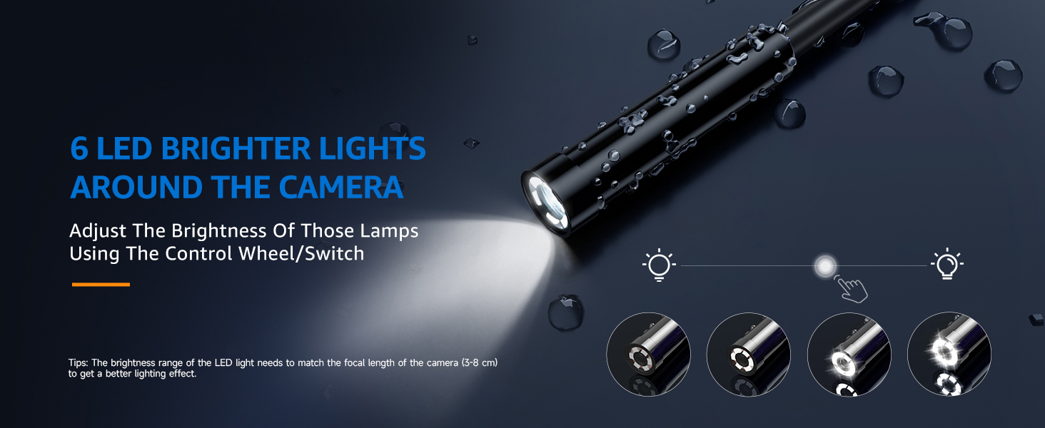 Oiiwak endoscope camera with 6 adjustable led lights