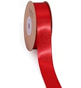 LaRibbons 25 Yards Bright Red Ribbon 1 Inch Red Satin Ribbon for Bows Crafts Gift Wrapping Flower...