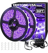 YIAYETOG 66FT/20M LED Black Light Strip Kit, 1200 LEDs, 12V Flexible Blacklights Fixtures for Glo...