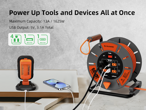 open reel extension cord 60ft