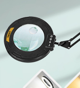 KMDES 12X &amp;amp; 30X Magnifying Glass with Light, Ultra Long 3 Section Swing Arm LED Desk Lamp with La...