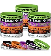 NEBURORA 48 Pcs Halloween Rubber Bracelets Silicone Wristbands Halloween Party Favors Trick or Tr...