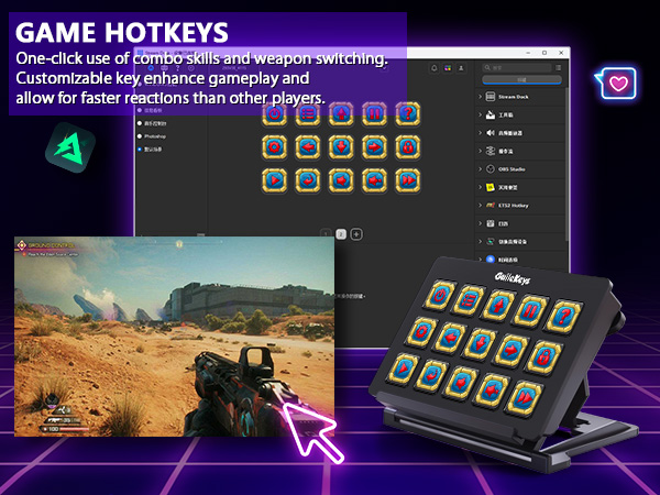 Stream Controller, Stream Deck with 15 Macro Keys Customizable, Gaming Macro Keypad
