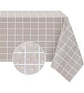 Romanstile Rectangle Plastic Tablecloth, 100% Waterproof Oil-Proof Checkered PVC Table Cloths, He...