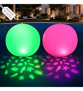 Pooldecor Floating Pool Lights, 15" Solar Pool Lights That Float w/Sealife Pattern, Upper &amp; Lower...