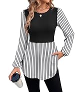 WIHOLL Women's Long Sleeve Tunic Tops Crew Neck Babydoll Peplum Blouses Fall Fashion 2026