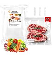 Reusable Vacuum Sealer Bags for Food – 30 BPA-Free Medium (10 × 11in) with Food Storage Bags, Fre...