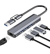 Vicfluxion 5-in-1 USB C Hub Gigabit Ethernet Adapter, with 3 USB 3.0 Data Ports, a USB C Data Por...