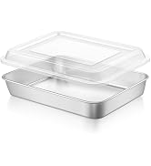 LIANYU Baking Cake Pan Set with Lid, 12? x 9¾ x 2 Inch Lasagna Brownie Pan | Stainless Steel Baki...