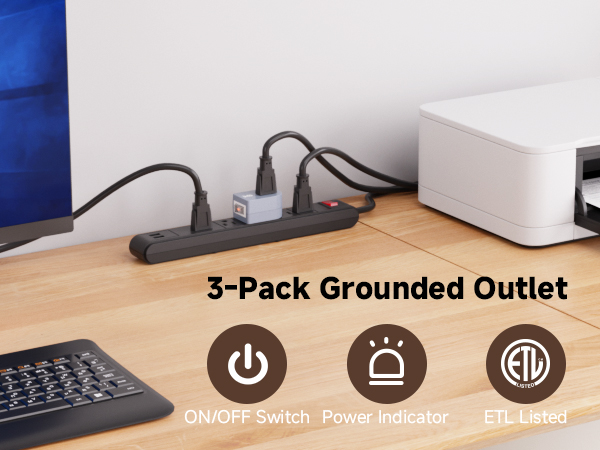 Grounded outlet switch with ON/OFF button for safety and energy savings