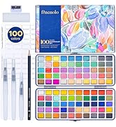 Finenolo 100 Colors Watercolor Paint Set with Metallic, Macaron &amp; Fluorescent Colors-Professional...