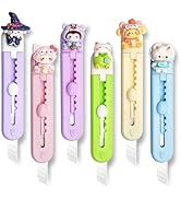 6 Pack Box Cutter Retractable, Sharp Utility Knife Retractable, Cute Box Cutters for Office, Home...