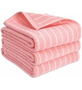 Ovveroche 3 Pack Hand Towels 100% Cotton Soft Absorbent Striped Bathroom Towels for Kitchen Bathr...