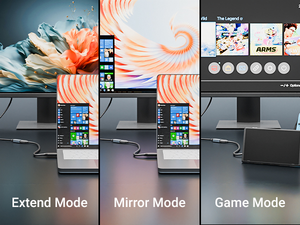 hdmi extension mode extend mode,mirror mode, game mode