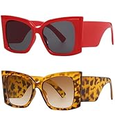 NLEYANB Oversized Big Square Y2K Cat Eyes Designer Trend Fashion Summer Party Sunglasses for Unis...