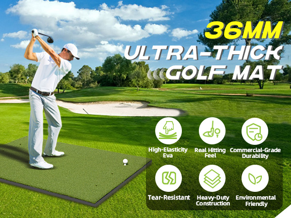 Ultra thick 36mm Golf Mat 5x4ft withstand thounsands of swings and practice golf turf mat