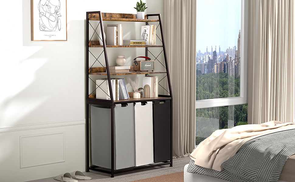 three section laundry hamper