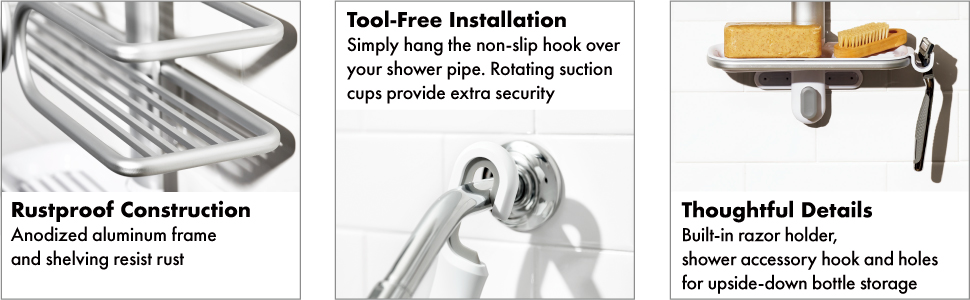 OXO Good Grips 3 Tier Aluminum Shower Caddy