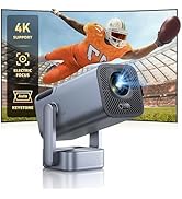 Mini-Projector with WiFi and Bluetooth, [600ANSI/Electric Focus] Native 1080P 4K Portable-Outdoor...