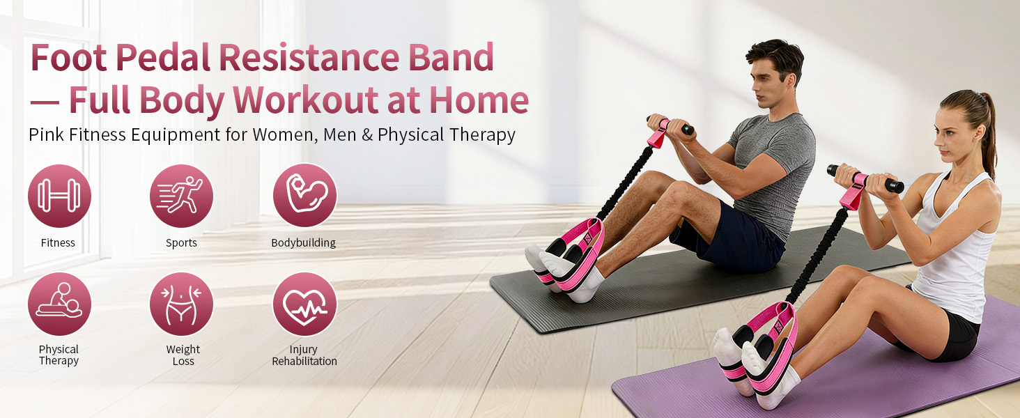 Pedal Resistance Band — Full Body Workout at Home for Women, Men &amp;amp; Physical Therapy