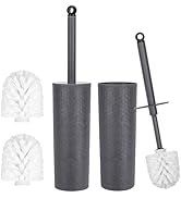 Topsky Toilet Brush,2 Pack Compact Toilet Brush &amp; Holder Set,Plastic Round Barrel Loo Brush with ...