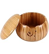 Bamboo Yarn Bowl, Handmade Knitting Yarn Storage Bowl with Removable Lid and Holes, Large Size Kn...