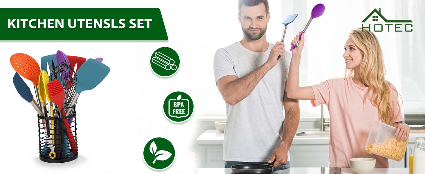 silicone kitchen utensils set bpa free heat resistant 