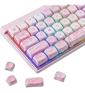 Tsungup Keycaps-Pink Cherry Blossom MOA Keycaps,Cute Sakura Custom Keycap Set 133 Keys PBT Dye Su...