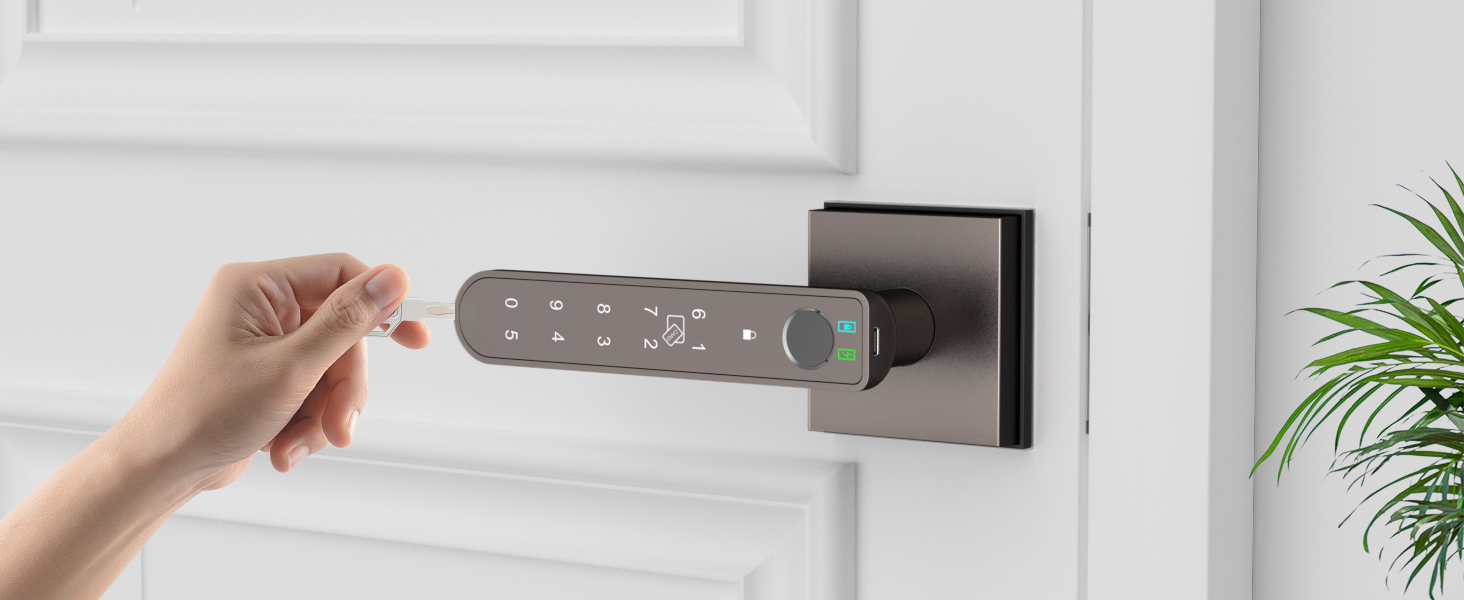 Smart lock for bedroom door grey