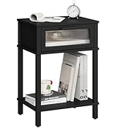Nightstand Wooden Bedside Table with Drawer Black Night Stands Modern Style Small End Table Side ...