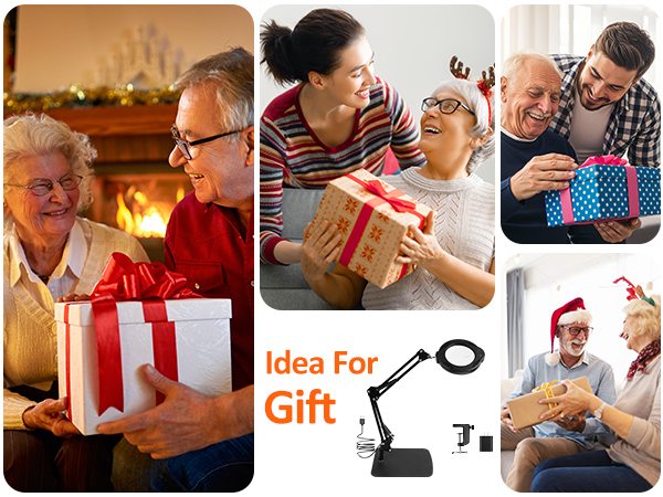 Hands Free Lighted Magnifying Glass, 10 Dimmable Brightness Magnifying Desk Lamp for Close Work