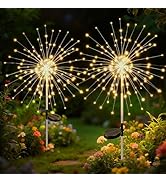 btfarm 2 Pack 120 LED Solar Garden Lights Outdoor, 8 Modes Firework Lights Solar Powered, Waterpr...