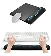 UnivoColors Wide Size Mouse Pad with Wrist Rest &amp; L-Size Keyboard Wrist Rest Set,Premium PU Mater...