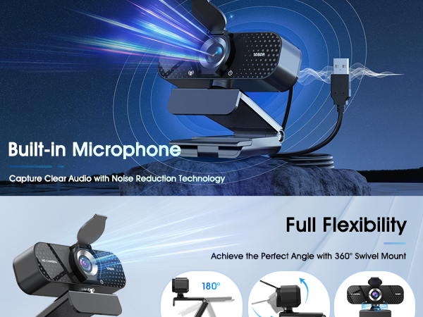 Webcam with Built-in Microphone