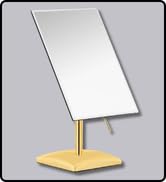 MIRRORVANA Large Free Standing Mirror - Frameless, Gold-Plated, Beveled Design for Desk