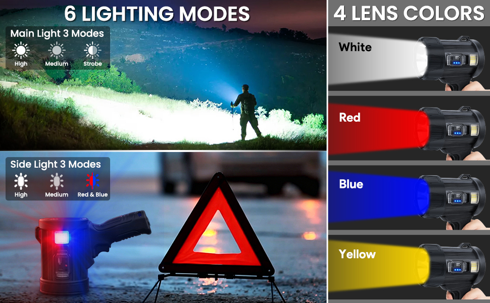 Rechargeable Spotlight Super Bright Handheld Flashlight Powered Large Searchlight Boating