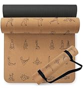 Premium Cork Yoga Mat 1/4 &amp; 2/5 Inch Thick 72 x 26 in, Thick Cork and TPE Non Slip Yoga Mats for ...