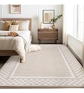 GarveeHome 5x7 Washable Area Rug for Bedroom Living Room Non Slip Modern Bordered Throw Rugs Low ...
