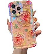 XIZYO Case for iPhone 16 Pro Max, Colorful Retro Oil Painting Flower Cute Floral Aesthetic Curly ...