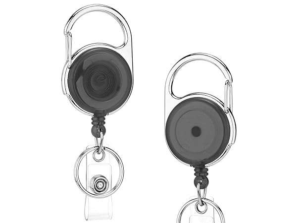 Retractable Badge Holder Reel with Carabiner &amp; Key Ring