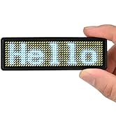 LED Name Tag, Rechargeable Wireless Bluetooth LED Name Badge Reuseable Price Tag 44x11 Pixels Dig...
