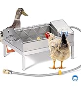 Chicken Feeder and Waterer Set 3 Gallon, No Waste Poultry Feeders &amp; Waterers with Stand, 3 in 1 A...