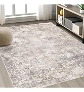 Area Rug Living Room Rugs - 5x7 Abstract Large Soft Indoor Washable Rug Neutral Modern Low Pile C...