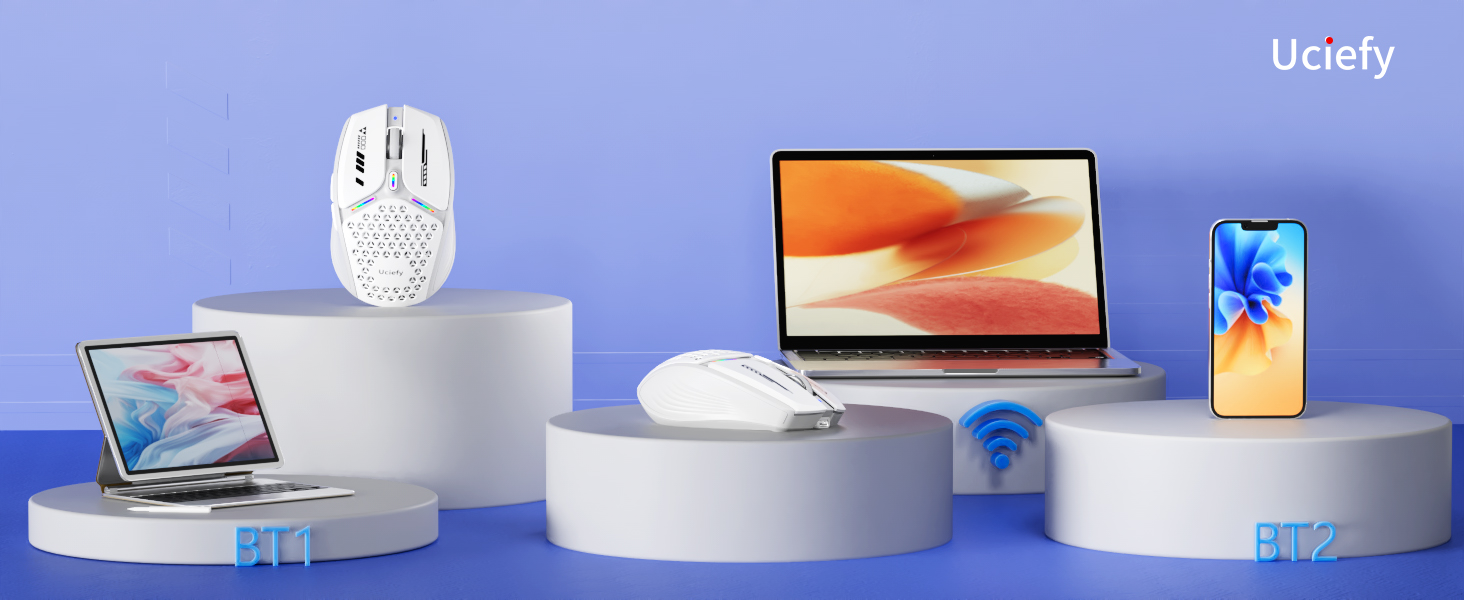 triple mode bluetooth mouse Portable white